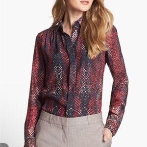 Hugo Boss Red and Black Snake Print Blouse